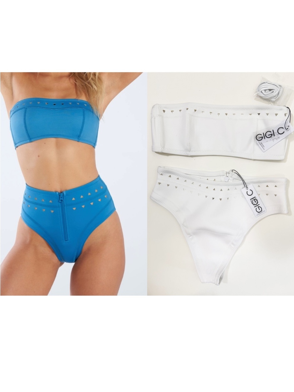 NWT Gigi C McKenzie White Bikini Swimsuit Large